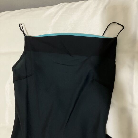 Thea Dora Black Teal Formal Cocktail Evening Prom HoCo Maxi Wrap Dress Sz L Y2K - Picture 7 of 12